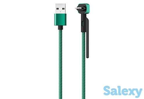 Кабель olmio stand usb 2.0 to lightning 2.1а 1.2м. зеленый, фотография 1