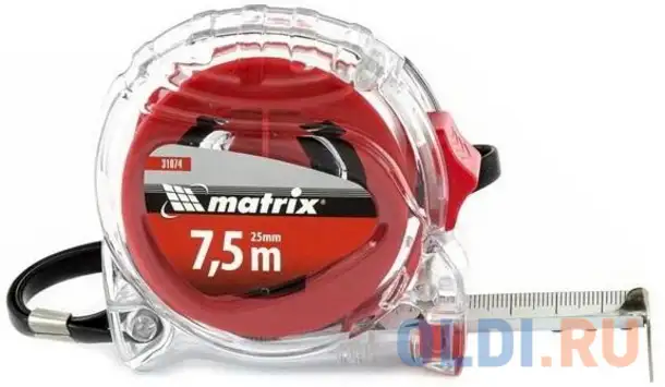 Рулетка crystal, 7,5 м х 25 мм, корпус из поликарбоната// matrix, фотография 1