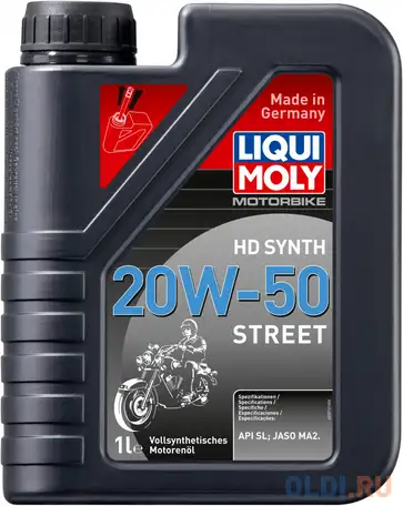 Cинтетическое моторное масло liquimoly motorbike hd synth street 20w50 1 л, фотография 1