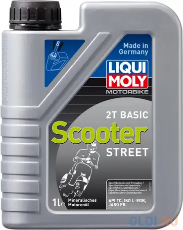 Минеральное моторное масло liquimoly motorbike 2t basic scooter street 1 л, фотография 1