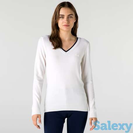 Женский свитер lacoste с v-образным вырезом из шерсти и кашемира, фотография 1