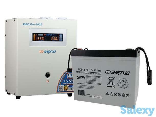 Комплект ибп инвертор энергия ибп pro 1000 + аккумулятор 75 ач, фотография 1
