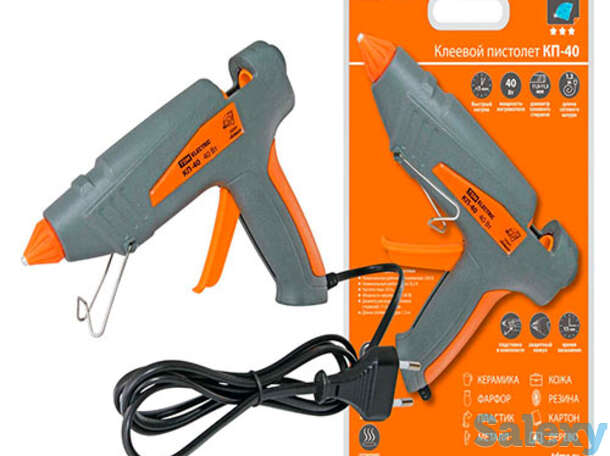 Клеевой пистолет кп-40,11,3 мм, с подставкой, шнур 1,3 м, 40 вт, т=220 с алмаз tdm, фотография 1