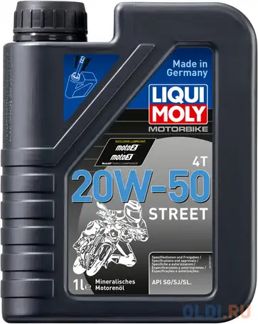 Минеральное моторное масло liquimoly motorbike 4t street 20w50 1 л 1500, фотография 1