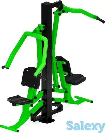 Тяга верхняя + жим от груди (зеленый) - уличный тренажер двойной, фотография 1