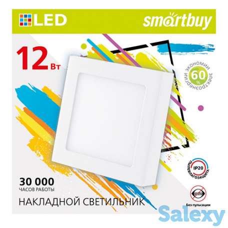 Накладной светильник square led sdl smartbuy-12w/6500k/ip20 (sbl-sqsdl-12-65k)/40, фотография 2