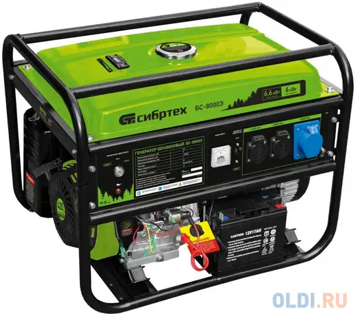 Генератор бензиновый бс-8000э, 6,6 квт, 230в, 4-х такт., 25 л, электростартер//, фотография 1