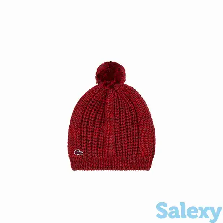 Женская вязаная шапка lacoste с помпоном unisex, фотография 1