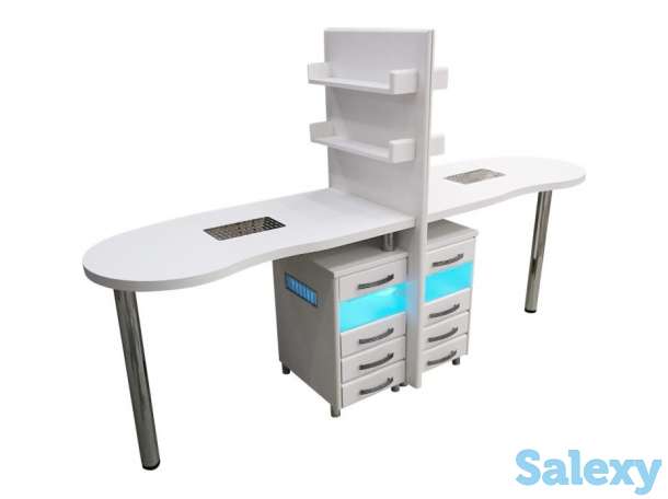 Стол для маникюра двухместный с УФ-блоками и вытяжками, фотография 3