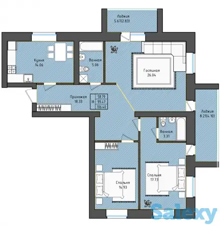 Квартира в новостройке, Жумабаева 13, фотография 1