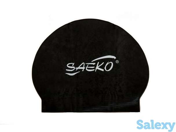 Шапочка для плавания c2 opp из латекса черная saeko, фотография 1
