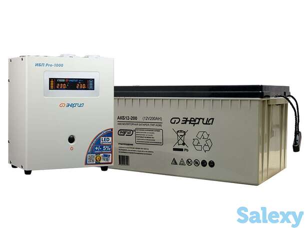 Комплект ибп инвертор энергия ибп pro 1000 + аккумулятор 200 ач, фотография 1