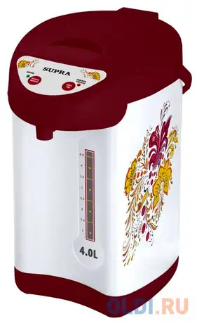 Термопот supra tps-4901 4л. 800вт красный/белый, фотография 1