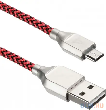 Кабель microusb 1м acd acd-u927-m1r круглый черный/красный, фотография 1