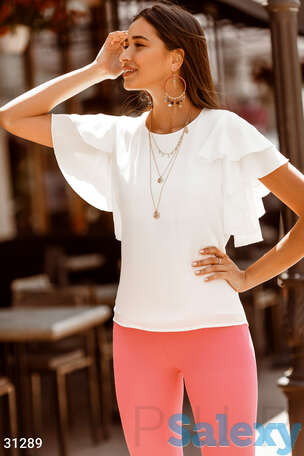 Шифоновая блуза с воланом, фотография 1