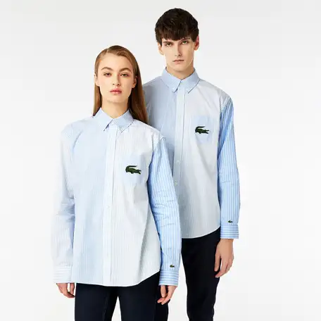 Хлопковая рубашка lacoste unisex  в полоску, фотография 1
