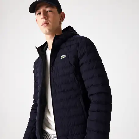 Мужской  водостойкий пуховик lacoste с капюшоном, фотография 1