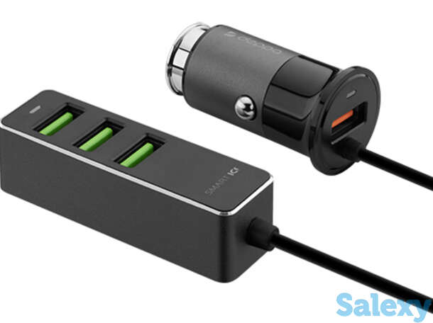 Автомобильное зарядное устройство deppa 1 usb + 3 usb для пассажиров, qc 3.0, 7а (11295). графит, фотография 1
