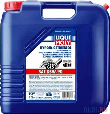 Минеральное трансмиссионное масло liquimoly hypoid-getriebeoil 85w90 20 л 1047, фотография 1