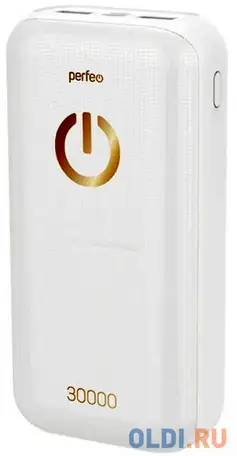 Внешний аккумулятор power bank 30000 мач perfeo powerbank 30000 белый pf_b4301, фотография 1