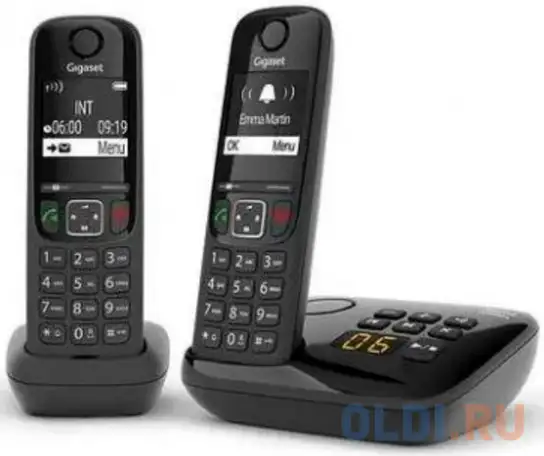Р/телефон dect gigaset as690a duo rus черный (труб. в компл.:2шт) автооветчик, фотография 1