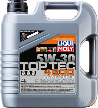 Нс-синтетическое моторное масло liquimoly top tec 4200 5w30 4 л 3715, фотография 1