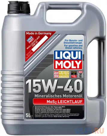2571 liquimoly мин. мот.масло mos2 leichtlauf 15w-40 (5л), фотография 1