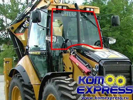 205-9607 Стекло лобовое CATERPILLAR 422, 428, 432, 434, 442, 444 серий E и F, фотография 1