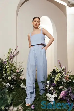 Голубые льняные брюки, фотография 1