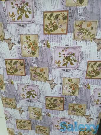 Сиреневая скатерть клеенка в стиле винтаж поле бабочки, качество, фотография 8