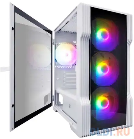 Корпус microatx 1stplayer trilobite t3-g без бп белый, фотография 1