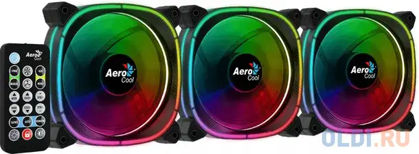 Вентилятор aerocool astro 12 pro (3x120мм, 17.5db, 1000rpm, 6 pin, подсветка+, фотография 1