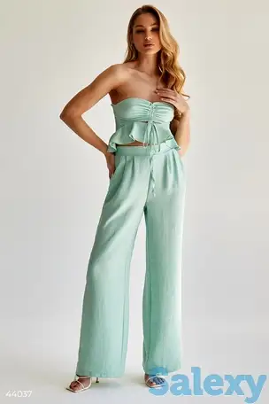 Мятные брюки свободного кроя, фотография 1