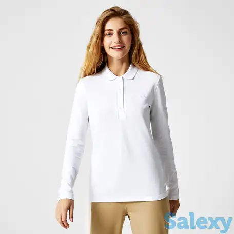 Женская приталенная рубашка-поло lacoste из эластичного хлопка, фотография 1