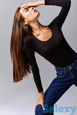 Черное боди с длинным рукавом, фотография 1