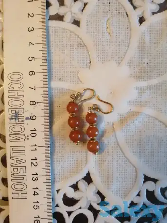 Продам натуральные янтарные серёжки., фотография 2