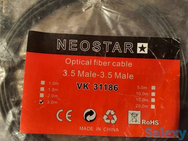 Оптический цифровой звуковой кабель, оптоволоконный, 3 метра, фотография 2