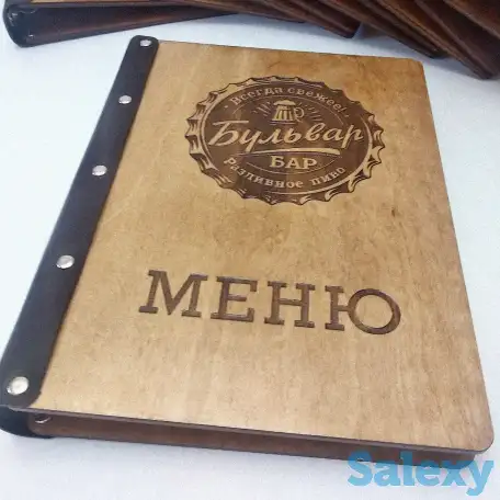 Меню визитки  из дерева, фотография 1