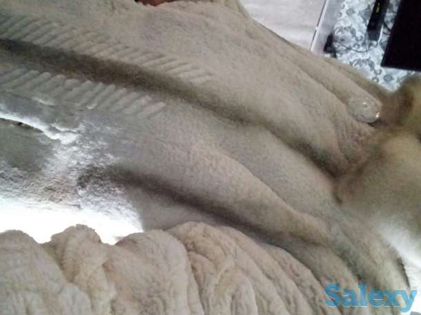 шуба бобер, белая 48-50 размер, теплая, капюшон норка, фотография 2