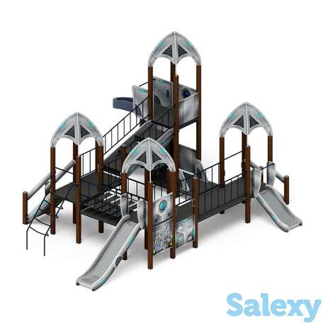 Детский игровой комплекс «космопорт (серый) (винтовой скат)» дик 2.14.02-01 н=750, н=1200, н=2000, фотография 1