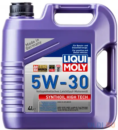 Cинтетическое моторное масло liquimoly synthoil high tech 5w30 4 л, фотография 1