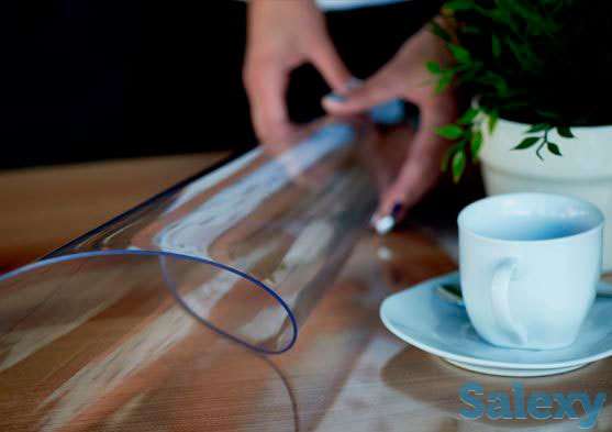 Скатерть Клеенка прозрачная, гибкое стекло, силиконовая 1.5 мм 120 см, фотография 1