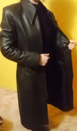 Кардиган и кожаный натуральный плащ, фотография 6