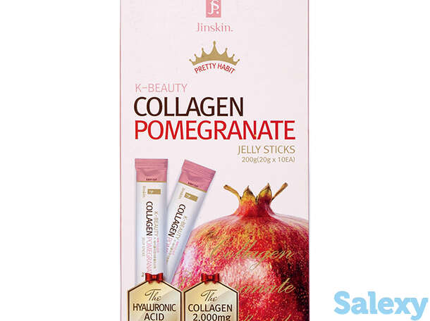 Коллагеновое желе в стиках jinskin k-beauty collagen pomegranate jelly sticks (10 шт.), фотография 1