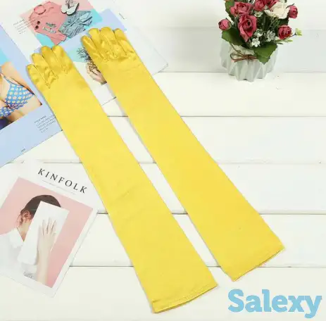 Перчатки атласные длинные в Алматы. В наличии. Доставка, фотография 2