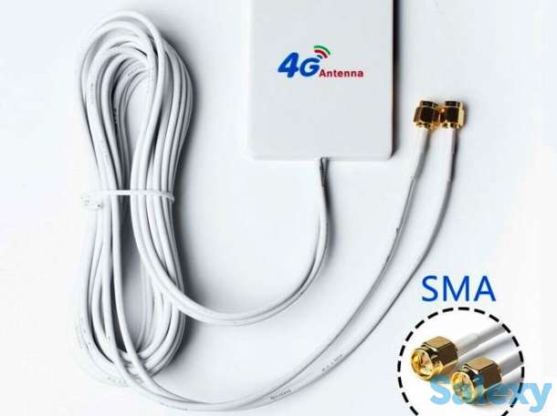 Продам компактную усиливающую 4G LTE MIMO антенну для 4G роутеров + 2 кабеля по 10 метров c SMA коннекторами, модель AMT, фотография 1