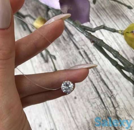 Подвеска серебряная капелька на леске, фотография 2