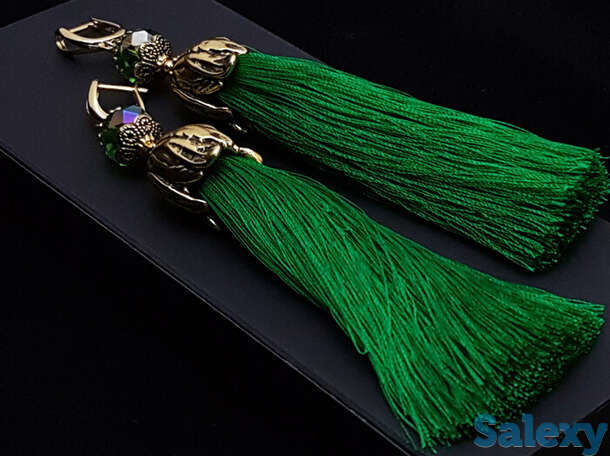 Серьги-кисти wizard brush - emerald, фотография 1