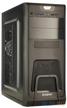 Exegate ex278390rus корпус miditower exegate cp-603 black, atx, <cp350w, 80mm>, 2*usb+2*usb3.0, фотография 1