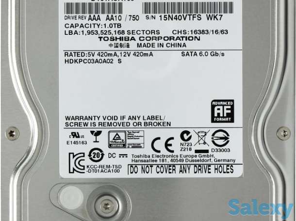 Продам жесткий диск HDD TOSHIBA 1Тб DT01ACA100, фотография 1